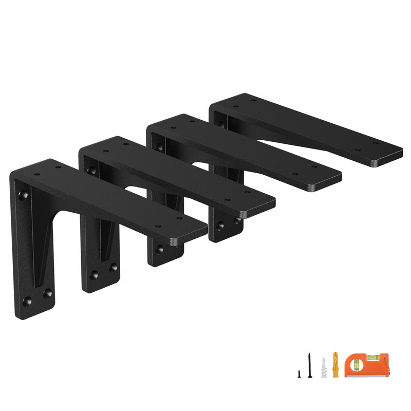NEODROP 8 Inch Heavy Duty Shelf Brackets, Premium Metal Wall Bracket for Mantel, Countertop Support, Garage Storage Shelves | High Strength Corner Brace | 4-Pack Floating Shelf Hardware - Image 1